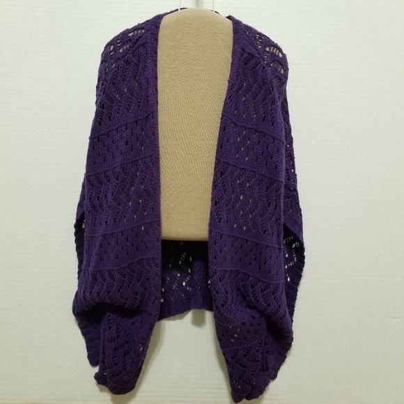 Justice cardigan 12 sleeveless open knit crochet open front cotton acrylic - Picture 1 of 12
